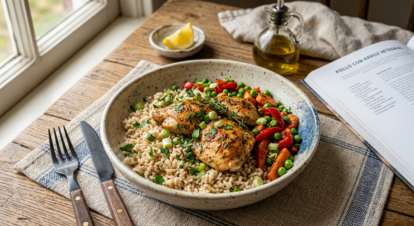Pollo con arroz integral